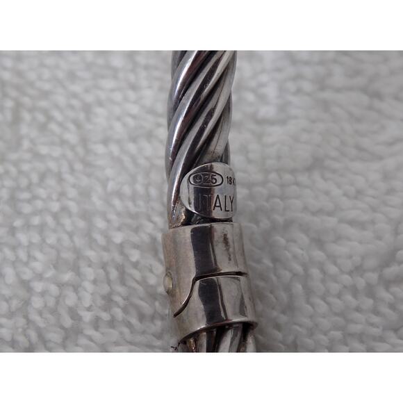 Italian 925 sterling silver 18K twisted bangle bracelet - Picture 9 of 10